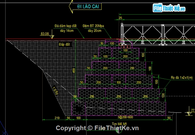 Cầu tạm,cầu tạm Bailey,dàn bailey,rọ đá,mố rọ đá